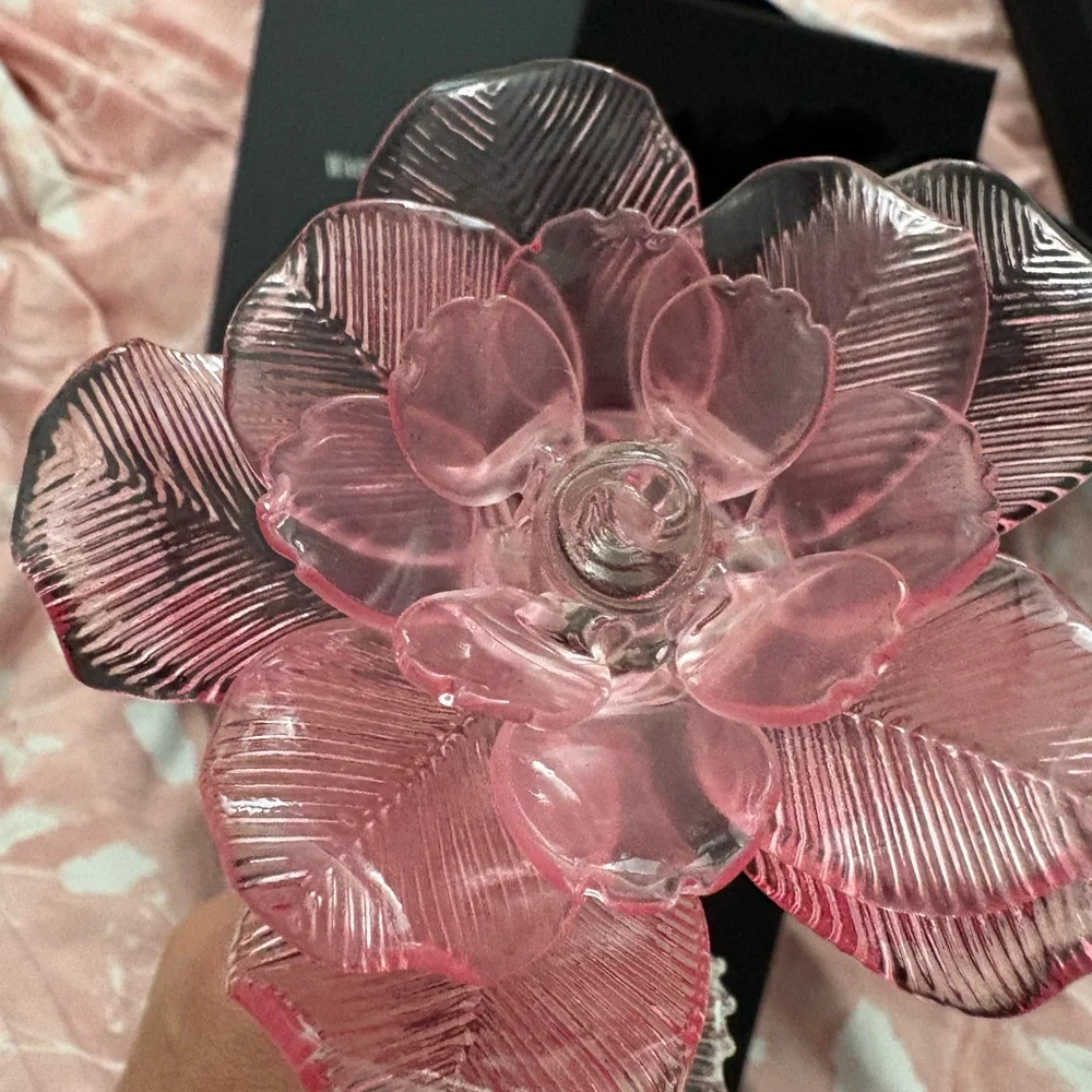 Waterford Pink and Clear Crystal Rose Figurine - Picture 2 of 3